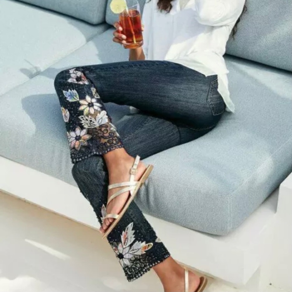Soft Surroundings Wild Rose Jeans NEW